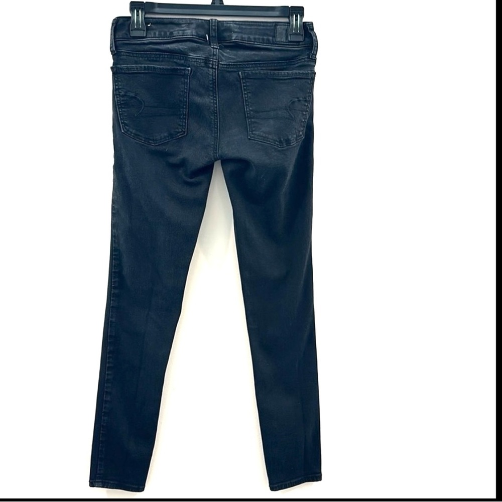 🌺American Eagle Outfitters Super Stretch Size 2 Skinny Jeans Jeggings Black - Picture 1 of 5
